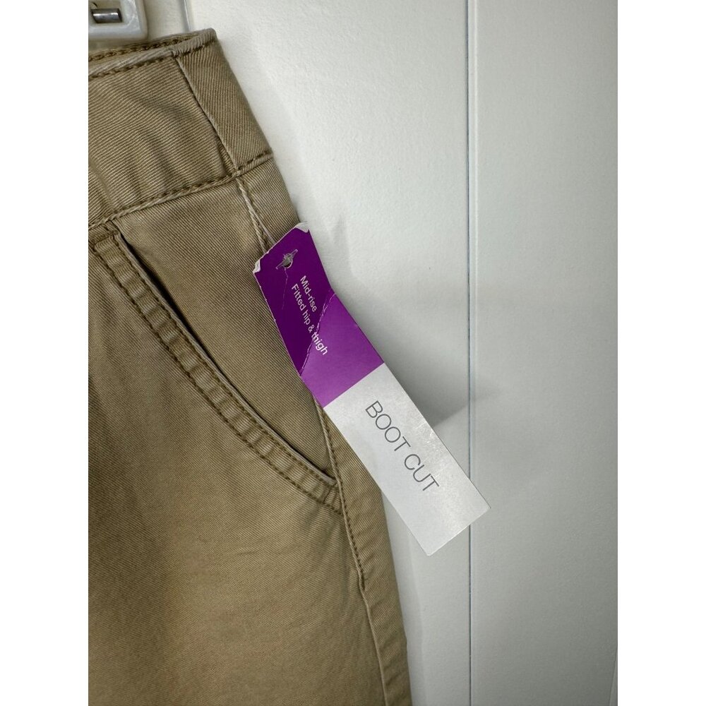 NWT! VTG Mossimo Mid-Rise Bootcut Belted Tan Khaki Beige Chino Pants - Size 6 - Picture 4 of 4